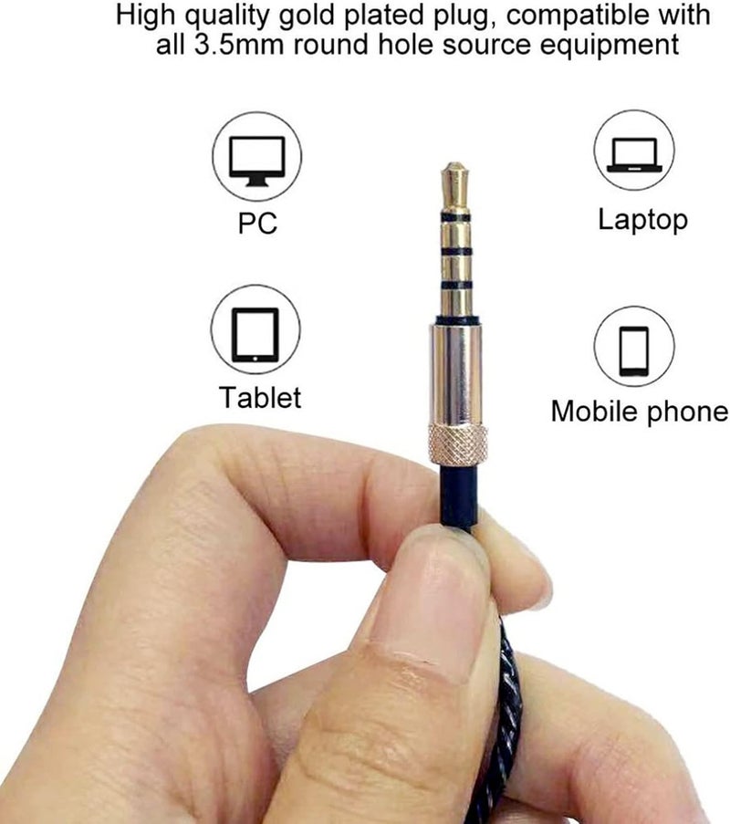 Flylin Motorcycle Helmet Headset, Universal Racing Helmet Speakers for Motorcycle Motorcycle Headphones Wired Helmet Sports Headset Helmet Earphone with 3.5mm Male Connector (3.5mm, Black) - Image 3